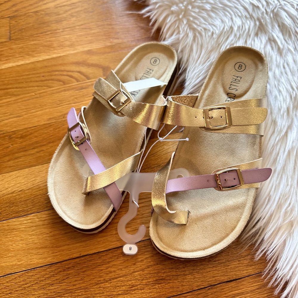 Falls Creek Silver Lavender Cork Footbed Sandals